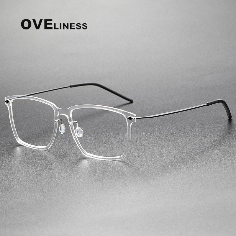 Oveliness Unisex Full Rim Square Screwless Titanium Acetate Eyeglasses 6505 Full Rim Oveliness transparent  