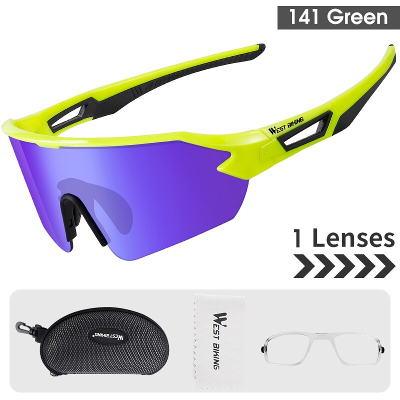 West Biking Unisex Semi Rim Tr 90 Polarized Sport Sunglasses YP0703141 Sunglasses West Biking 1Len Green 141 UV400 -1Lens United States