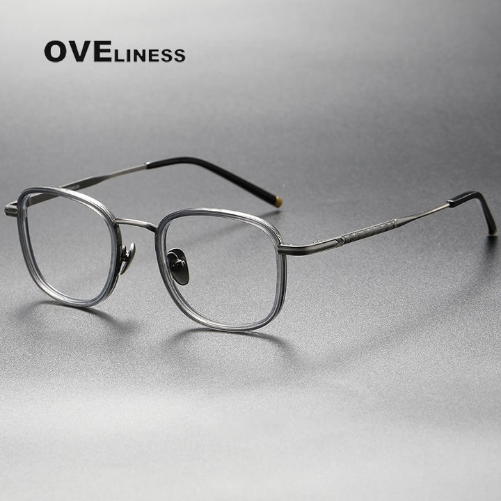 Oveliness Unisex Full Rim Square Acetate Titanium Eyeglasses Alcor Full Rim Oveliness grey gun  