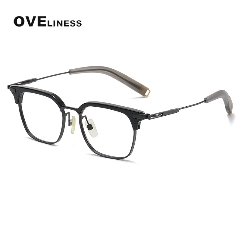 Oveliness Unisex Full Rim Square Titanium Acetate Eyeglasses Dlx107 Full Rim Oveliness black  