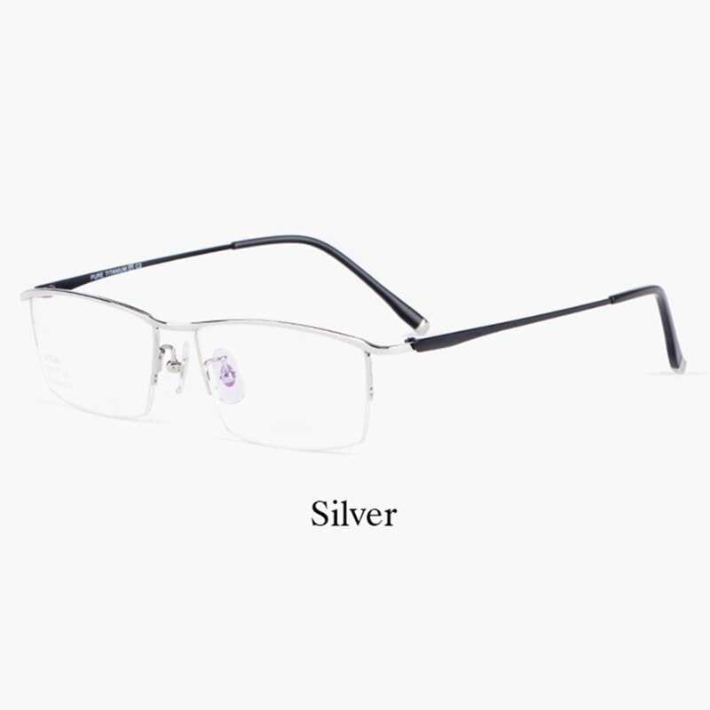 Hotochki Men's Semi Rim Titanium Alloy IP Plated Frame Eyeglasses J85148 Semi Rim Hotochki Silver  