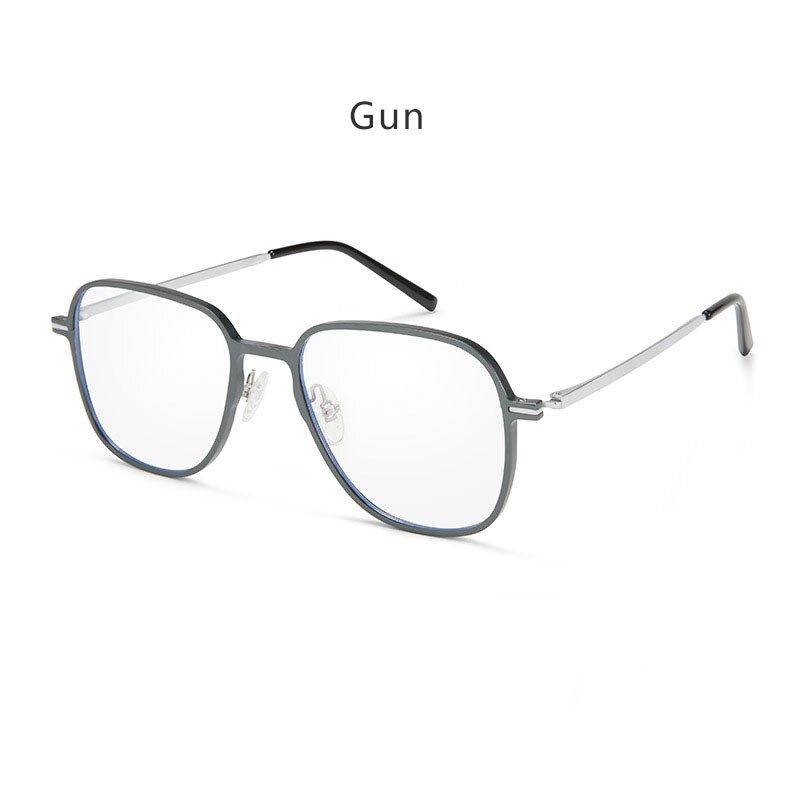 Hdcrafter Men's Full Rim Oversized Square β-Titanium Eyeglasses 6123 Full Rim Hdcrafter Eyeglasses Gun  