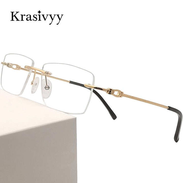 Krasivyy Unisex Rimless Square Titanium Eyeglasses Kr8661 Rimless Krasivyy   