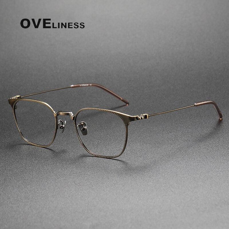Oveliness Unisex Full Rim Square Titanium Eyeglasses 162 Full Rim Oveliness bronze  
