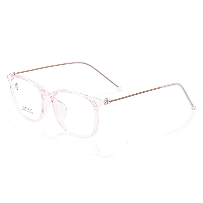 KatKani Unisex Full Rim Square Tr 90 Titanium Eyeglasses M9889 Full Rim KatKani Eyeglasses Transparent Pink  