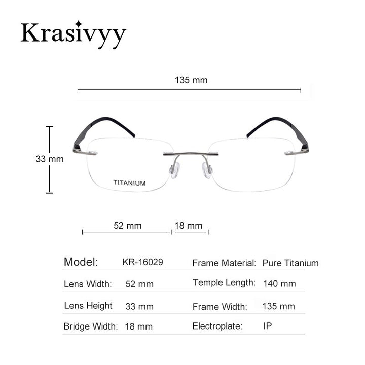 Krasivyy Unisex Rimless Square Screwless Titanium Eyeglasses Kr16029 Rimless Krasivyy   
