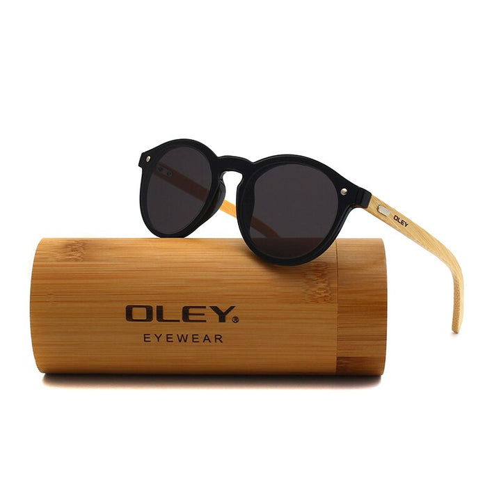 Oley Women's Round Bamboo Leg Color Film Sunglasses Z0479 Sunglasses Oley Z0479 C1ZBOX custom logo 
