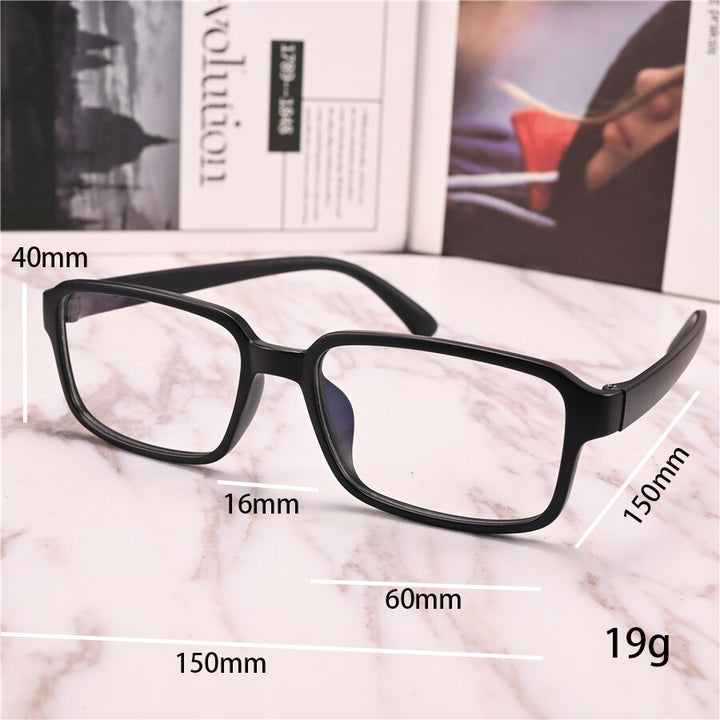 Cubojue Men's Full Rim Oversized Square 155mm Myopic Reading Glasses Reading Glasses Cubojue   