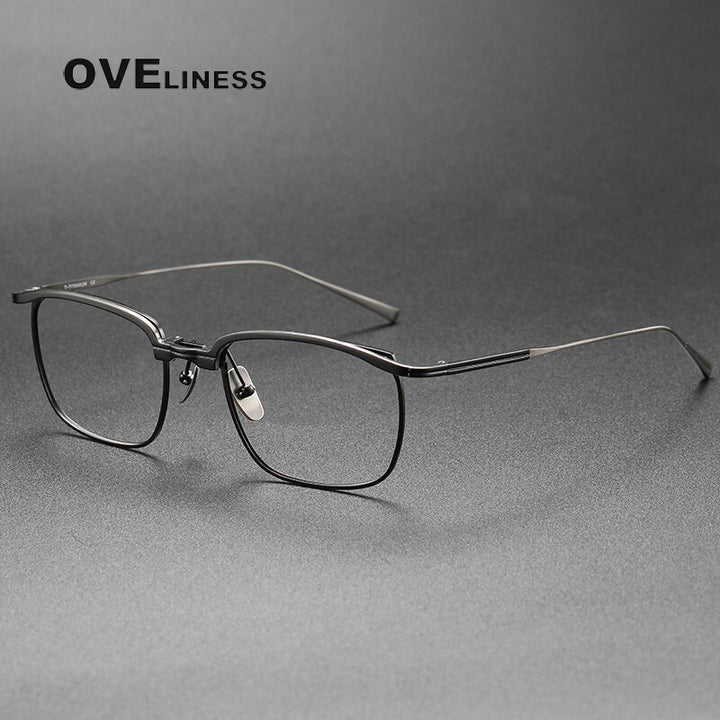 Oveliness Men's Full Rim Square Titanium Eyeglasses Aeron Full Rim Oveliness gun black  