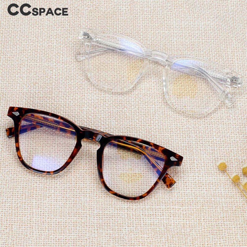 CCSpace Unisex Oversized Square Tr 90 Titanium Rivet Frame Eyeglasses 54258 Frame CCspace   