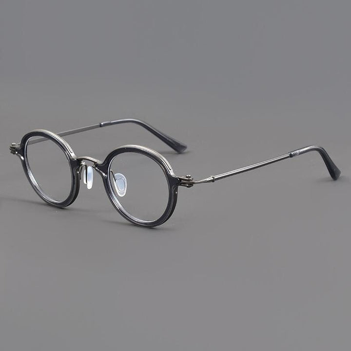 Gatenac Unisex Full Rim Small Irregular Round Acetate Eyeglasses Gxyj881 Full Rim Gatenac Gray  