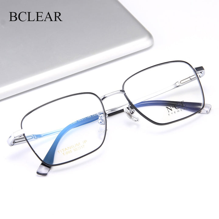 Bclear Men's Full Rim Square Titanium Frame Eyeglasses My005 Full Rim Bclear   