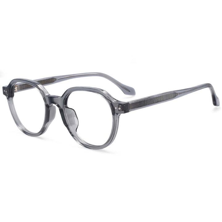 CCspace Women's Full Rim Round Acetate Titanium Frame Eyeglasses 54255 Full Rim CCspace Gray China 