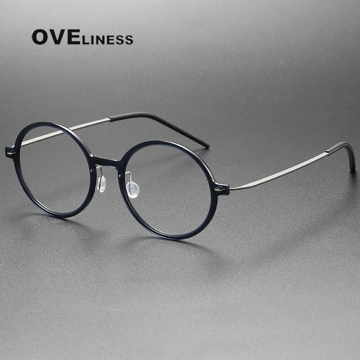 Oveliness Unisex Full Rim Round Screwless Titanium Eyeglasses 6523 Full Rim Oveliness dark grey  