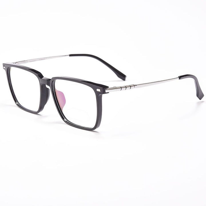 Yimaruili Men's Full Rim Square Titanium Eyeglasses BV85001 Full Rim Yimaruili Eyeglasses Black Silver  