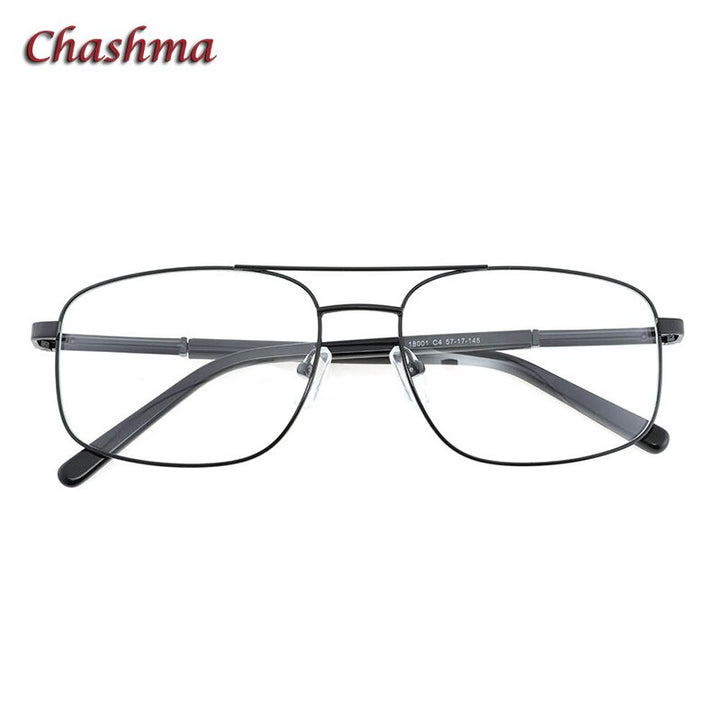 Chashma Ochki Men's Full Rim Square Double Bridge Stainless Steel Eyeglasses18001 Full Rim Chashma Ochki Black  