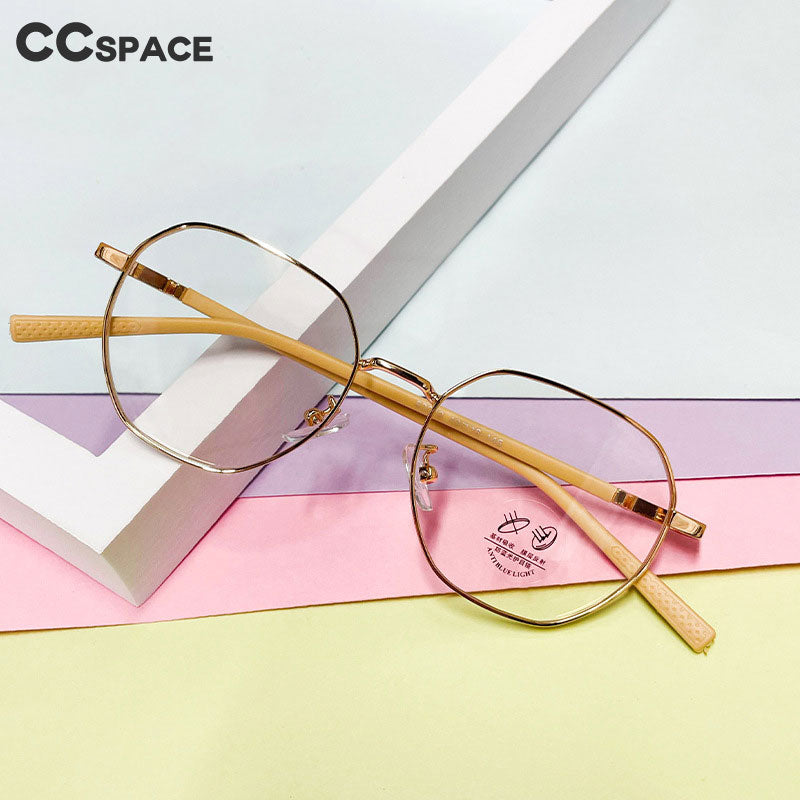 CCspace Unisex Youth Full Rim Polygon Alloy Eyeglasses 56567 Full Rim CCspace   