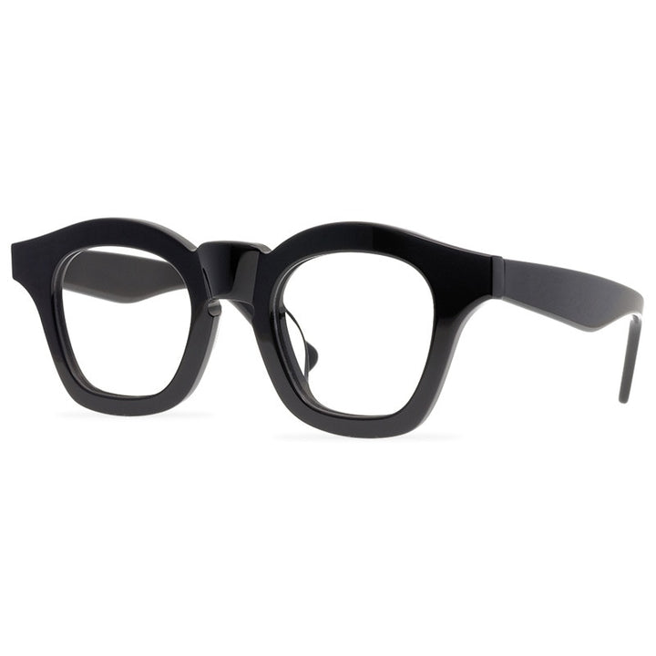 CCSpace Unisex Full Rim Round Handcrafted Acetate Frame Reading Glasses R47361 Reading Glasses CCspace 0 black 