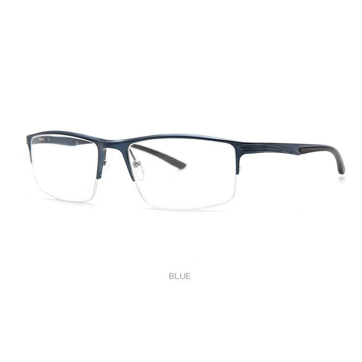 Hdcrafter Men's Semi Rim Wide Square Titanium Eyeglasses 663 Semi Rim Hdcrafter Eyeglasses Blue China 