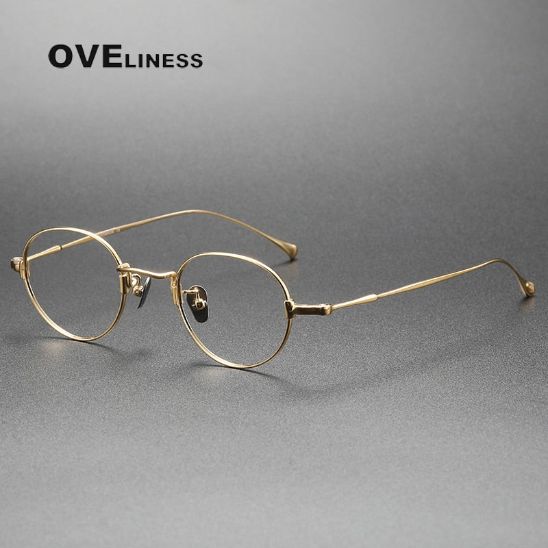 Oveliness Unisex Full Rim Round Titanium Eyeglasses Kmn53 Full Rim Oveliness gold Big  