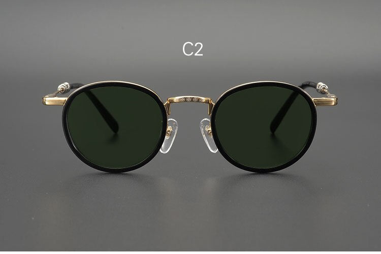 Yujo Men's Full Rim Round Acetate Alloy UV400 Dark Polarized Sunglasses Sunglasses Yujo C2 China 