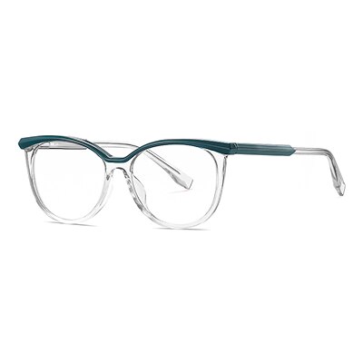 Ralferty Women's Full Rim Round Square Acetate Alloy Eyeglasses D3518 Full Rim Ralferty C26 Transparent China 