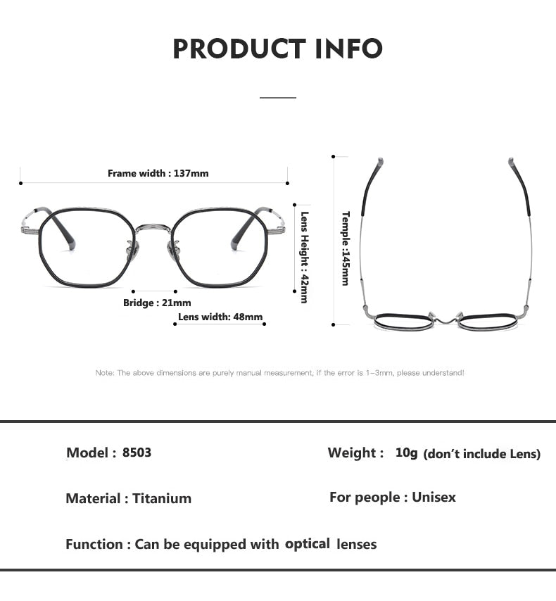 Oveliness Unisex Full Rim Irregular Square Acetate Titanium Eyeglasses 8503 Full Rim Oveliness   