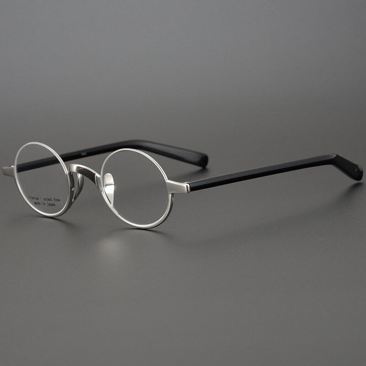 CCSpace Unisex Semi Rim Round Acetate Titanium Eyeglasses 53703 Semi Rim CCspace Silver China 