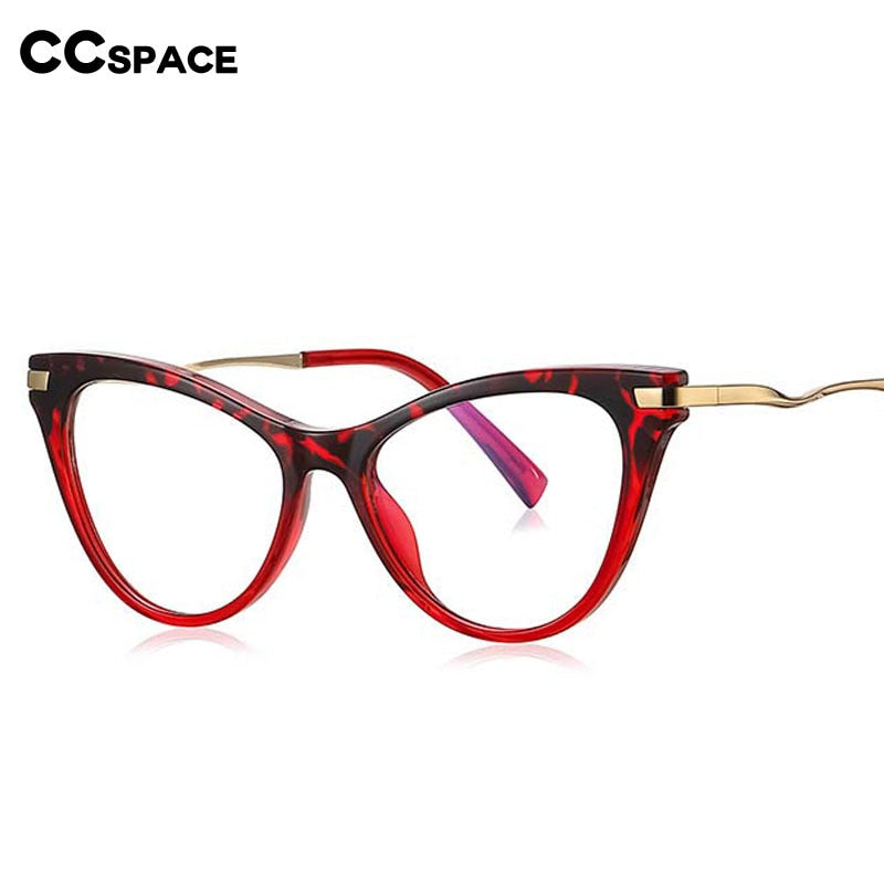 CCspace Women's Full Rim Tr 90 Titanium Cat Eye Frame Eyeglasses 54562 Full Rim CCspace   