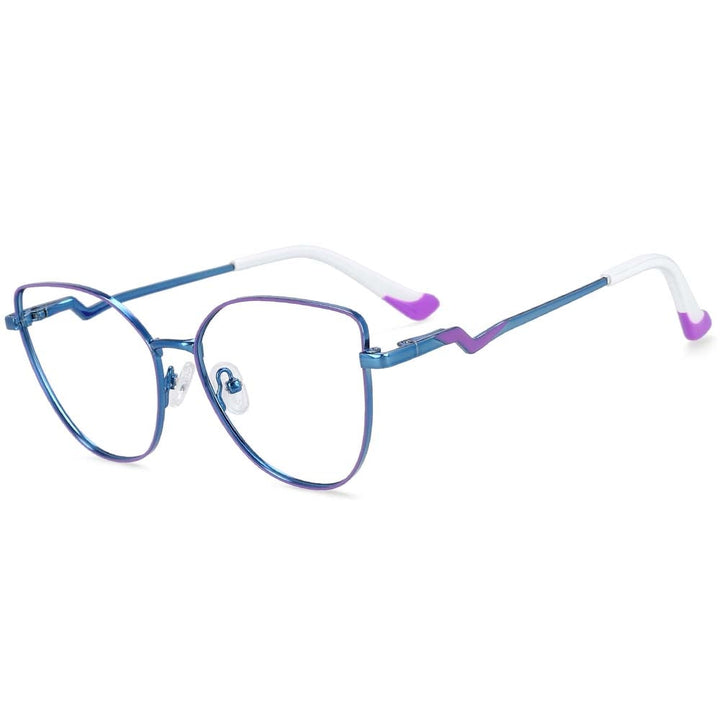 CCspace Women's Full Rim Cat Eye Alloy Frame Eyeglasses 54317 Full Rim CCspace China blue-purple 