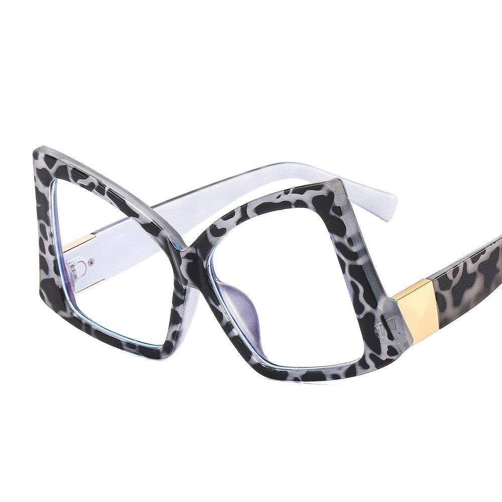 CCSpace Women's Full Rim Oversized Square Cat Eye Acetate Eyeglasses 55385 Full Rim CCspace China C2GreyLeopard 