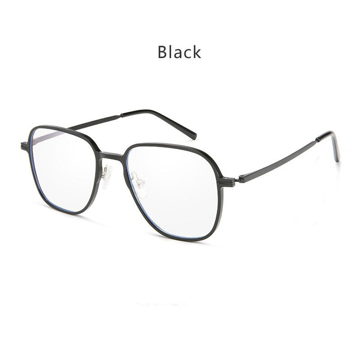 Hdcrafter Men's Full Rim Oversized Square β-Titanium Eyeglasses 6123 Full Rim Hdcrafter Eyeglasses Black  