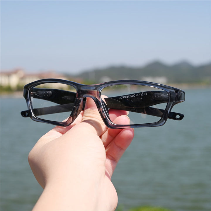 Cubojue Unisex Full Rim Square Tr 90 Titanium Sport Frame Reading Glasses Reading Glasses Cubojue grey black no function lens 0 