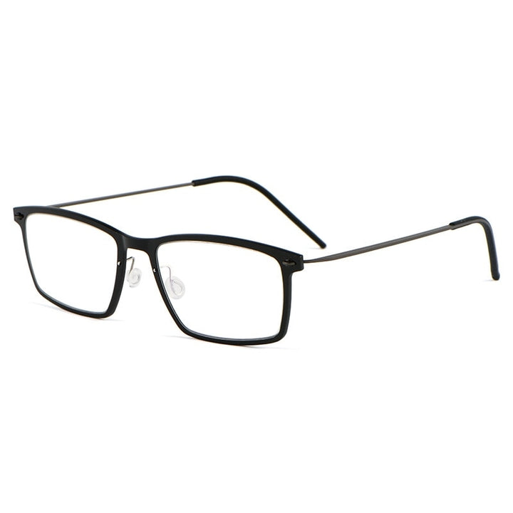 Yimaruili Unisex Full Rim Square Nylon Titanium Screwless Eyeglasses 6544ND Full Rim Yimaruili Eyeglasses Black Gun  