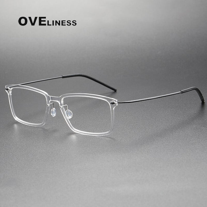 Oveliness Unisex Full Rim Square Acetate Titanium Eyeglasses 6528 Full Rim Oveliness transparent  