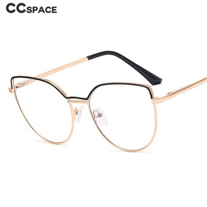 CCSpace Women's Full Rim Square Cat Eye Stainless Steel Double Bridge Eyeglasses 53261 Full Rim CCspace   