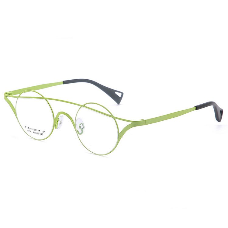 Aissuarvey Unisex Full Rim Small Round Double Bridge Titanium Frame Eyeglasses 8196 Full Rim Aissuarvey Eyeglasses Fluorescent Green CN 