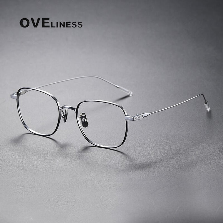 Oveliness Unisex Full Rim Square Titanium Eyeglasses 80805 Full Rim Oveliness black silver  