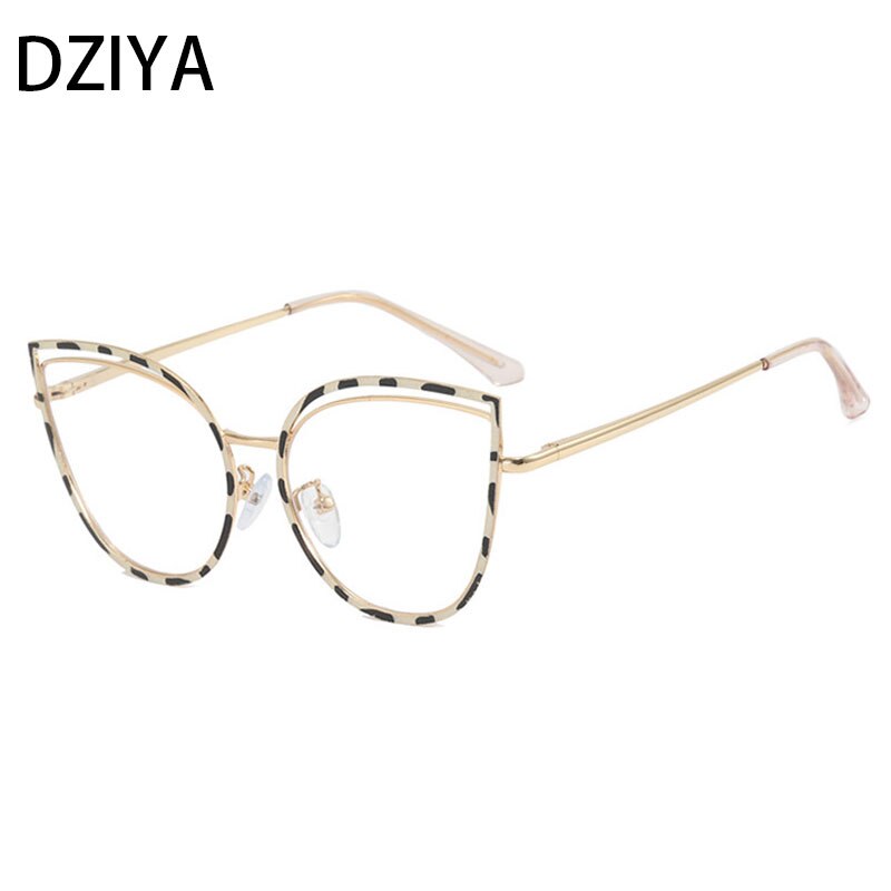 Dziya Women's Full Rim Square Cat Eye Alloy Presbyopic Reading Glasses 60859 Reading Glasses Dziya +25 Leopard 