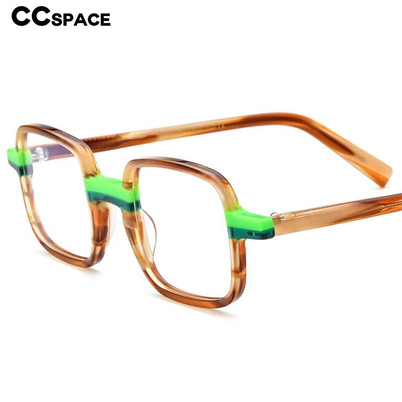 CCSpace Unisex Full Rim Square Acetate Eyeglasses 55057 Full Rim CCspace   