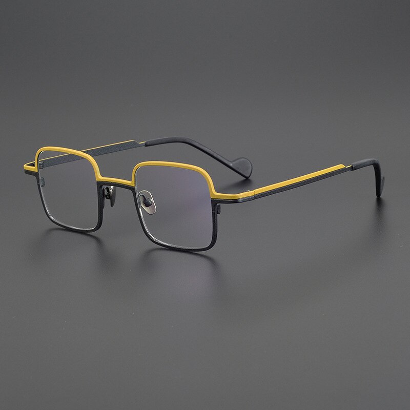 Gatenac Unisex Full Rim Square Titanium Eyeglasses Gxyj1000 Full Rim Gatenac Matte Yellow  