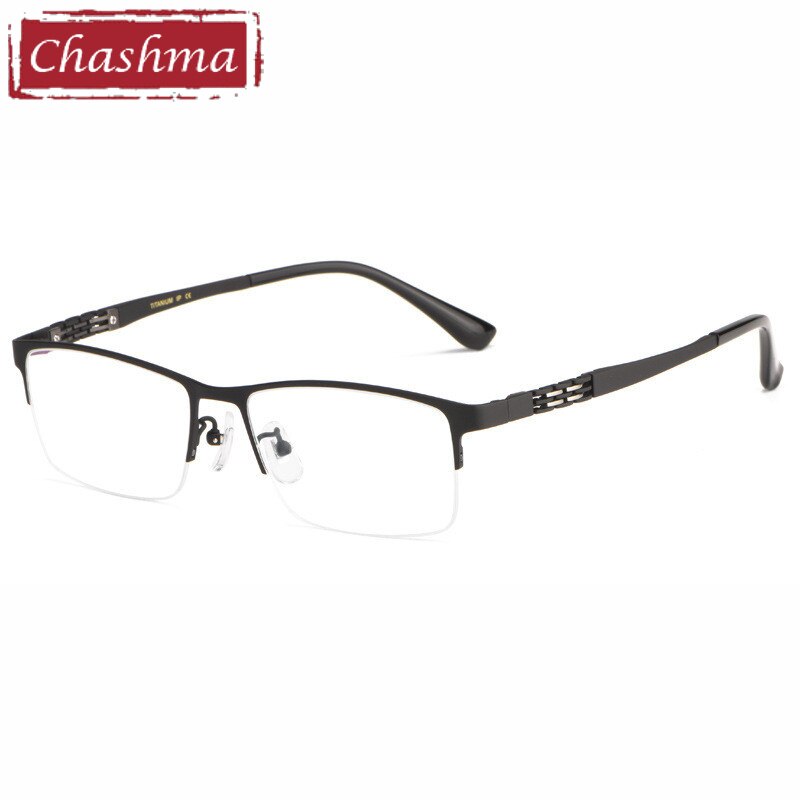 Chashma Ottica Men's Oversized Semi Rim Square Titanium Eyeglasses 0099 Semi Rim Chashma Ottica Matte Black  