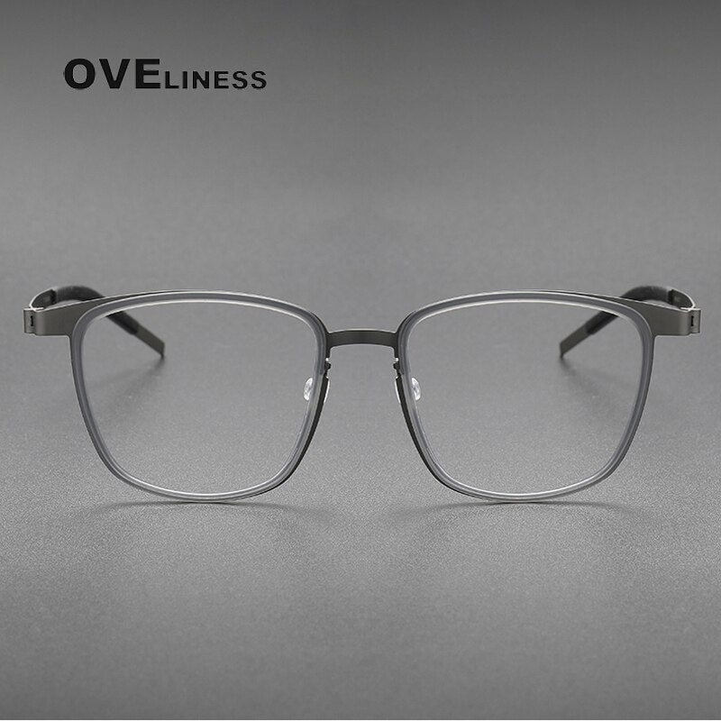 Oveliness Unisex Full Rim Square Screwless Titanium Eyeglasses 9717 Full Rim Oveliness   