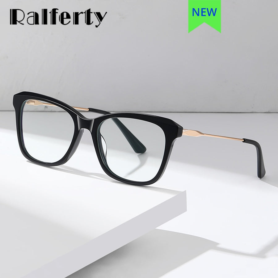 Ralferty Women's Full Rim Square Cat Eye Acetate Alloy Eyeglasses D9217 Full Rim Ralferty   
