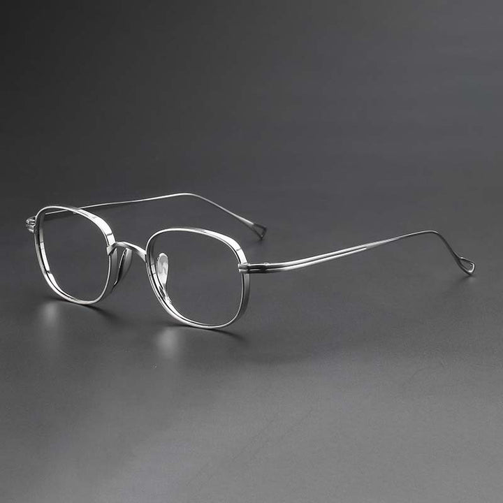 CCSpace Unisex Full Rim Hand Crafted Round Titanium Frame Eyeglasses 54595 Full Rim CCspace Silver China 