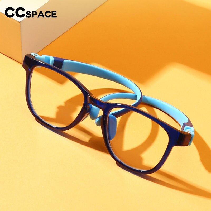 CCSpace Unisex Youth Full Rim Square Tr 90 Silicone Eyeglasses 54677 Full Rim CCspace   
