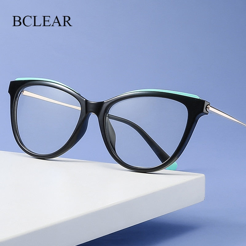 Bclear Women's Full Rim Cat Eye Acetate Alloy Frame Eyeglasses Wd810 Full Rim Bclear   