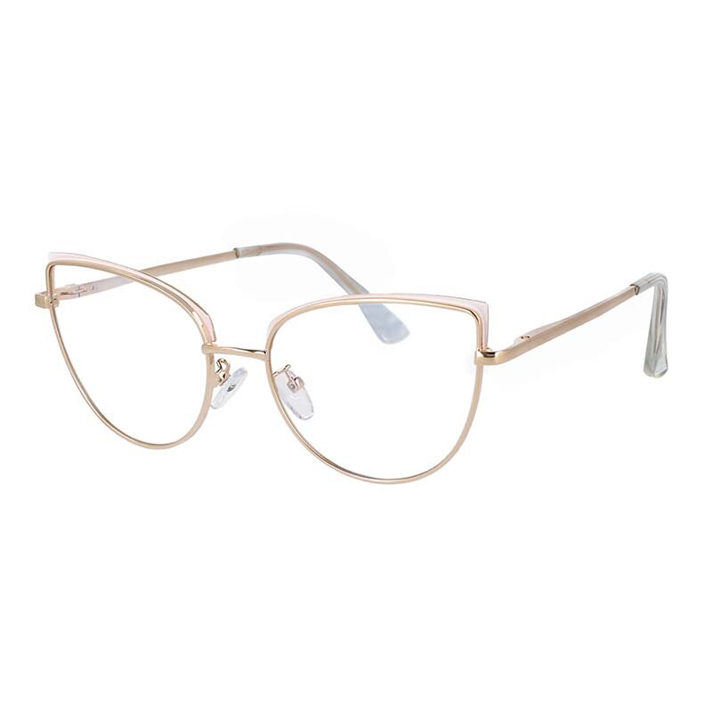 CCspace Women's Full Rim Square Cat Eye Alloy Reading Glasses R53101 Reading Glasses CCspace China +50 White