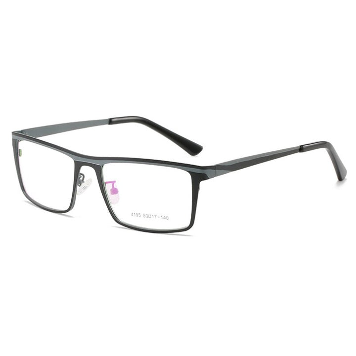 Hotochki Unisex Full Rim Square Stainless Steel Alloy Eyeglasses 4195 Full Rim Hotochki BLACK-GREYT  