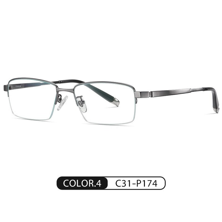 Handoer Men's Semi Rim Square Titanium Eyeglasses Pt907 Semi Rim Handoer C4  